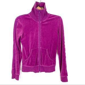 BURBERRY XS FULL ZIP VELOUR JACKET FUSCHIA EUC